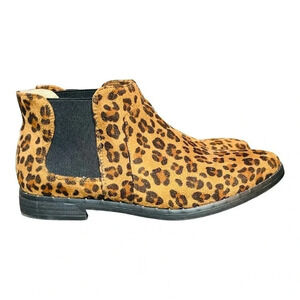 RESTRICTED LEOPARD ANIMAL PRINT SUEDE‎ ANKLE BOOTS SLIP ON BOOTIES SIZE 7.5